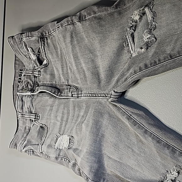 American Eagle gray distressed next level stretch size 0 super high rise jegging - Picture 5 of 8